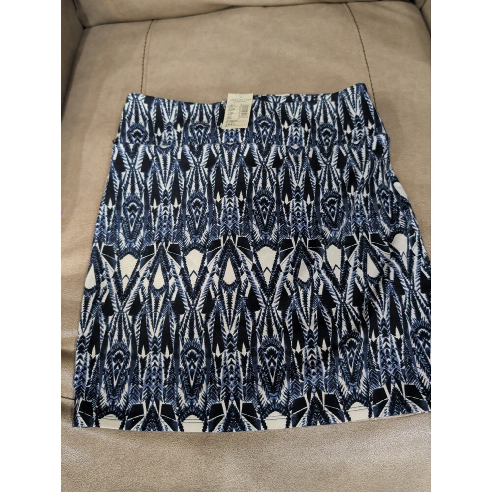 NWT American Eagle Geometric Print Mini Skirt Blue White Boho Pull On Small